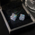 Elegant Luxury 3D Square Micro Pave Zircon Crystal Hollow Design Silver Needle Stud Earrings view 1