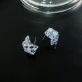 Elegant Luxury 3D Square Micro Pave Zircon Crystal Hollow Design Silver Needle Stud Earrings view 3