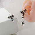 Thorn Vine Ear Cuff With Asymmetric Star Crystal Chain Cross Tassel Alloy Clip On Earrings view 4