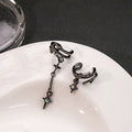 Thorn Vine Ear Cuff With Asymmetric Star Crystal Chain Cross Tassel Alloy Clip On Earrings view 1