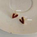 Small Red Heart Stud Earrings, Retro Hong Kong Style Sweetheart Ear Jewelry For Daily Wear view 4