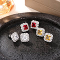 Minimalist Luxury Sparkling Square Sugar Stud Earrings For Women, Petite Princess Daily Earrings view 2