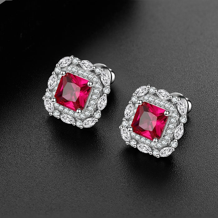 Minimalist Luxury Sparkling Square Sugar Stud Earrings For Women, Petite Princess Daily Earrings