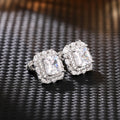 Minimalist Luxury Sparkling Square Sugar Stud Earrings For Women, Petite Princess Daily Earrings view 3