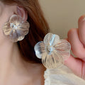 Metal Flower Stud Earrings For Women, European American Statement Runway Light Luxury Jewelry view 3