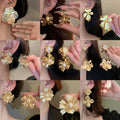 Metal Flower Stud Earrings For Women, European American Statement Runway Light Luxury Jewelry view 2