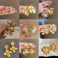 Metal Flower Stud Earrings For Women, European American Statement Runway Light Luxury Jewelry view 1