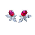 Korean Style Marquise Geometric Stud Earrings Oval Floral Cluster Earrings For Women view 5