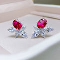 Korean Style Marquise Geometric Stud Earrings Oval Floral Cluster Earrings For Women view 3