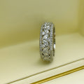 Wide Stacking Index Finger Ring With Flower Leaf Marquise Olive Shape, Vintage Ring For Women view 3