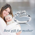 Mother's Day MOM Letter Heart Open Ring, Fashion Adjustable Mom Series Gift Ring For Women view 3