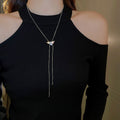 Rhinestone Triangle Adjustable Alloy Sweater Necklace, Light Luxury Geometric Pendant For Women view 3
