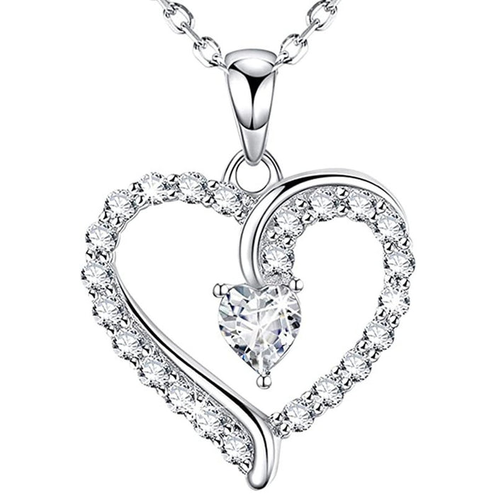 Fashion Full Pave Heart Pendant Necklace Korean Style Valentine Gift Jewelry