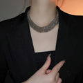 Statement Alloy Spring Choker Necklace With Faceted Geometric Round Design Minimalist Fashion Style view 3