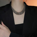 Statement Alloy Spring Choker Necklace With Faceted Geometric Round Design Minimalist Fashion Style view 1