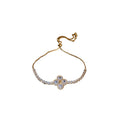 Gold Plated Copper Flower Zircon Adjustable Bangle Elegant Luxury Fashion Bracelet view 5