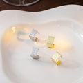 Elegant Minimalist Brushed Metal Square Stud Earrings For Women Daily Commuter Small Alloy Earrings view 1