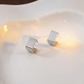 Elegant Minimalist Brushed Metal Square Stud Earrings For Women Daily Commuter Small Alloy Earrings view 3