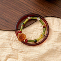 New Chinese Style Rose Flower Bangle Set Vintage Bamboo Beaded Bracelet For Qipao Accessories view 2