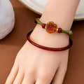 New Chinese Style Rose Flower Bangle Set Vintage Bamboo Beaded Bracelet For Qipao Accessories view 1