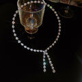 Light Luxury Copper Teardrop Zircon Adjustable Choker Necklace With Designer Water Drop Pendant view 4