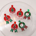 Holiday Christmas Snowman Gingerbread Santa Tree Glitter Acrylic Ribbon Dangle Statement Earrings view 2