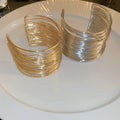 Statement Multilayer Hollow Alloy Open Arm Cuff Bangle Minimalist Creative Jewelry view 2