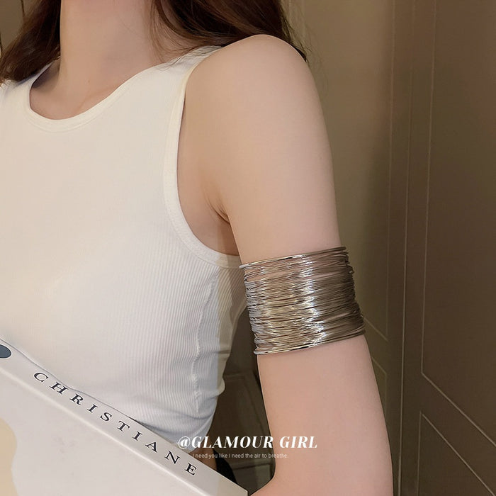 Statement Multilayer Hollow Alloy Open Arm Cuff Bangle Minimalist Creative Jewelry