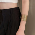 Statement Multilayer Hollow Alloy Open Arm Cuff Bangle Minimalist Creative Jewelry view 3