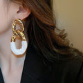 Alloy Oval Twisted Faux Leather Wrap Stud Earrings For Women Light Luxury Geometric Style view 4