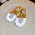 Alloy Oval Twisted Faux Leather Wrap Stud Earrings For Women Light Luxury Geometric Style view 3