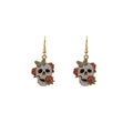 Vintage Halloween Enamel Alloy Skull Rose Crow Mushroom Butterfly Gothic Drop Dangle Earrings view 5