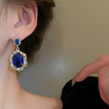 French Luxury Palace Style Oval Zircon Copper Stud Earrings With Silver Posts view 3
