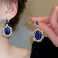 French Luxury Palace Style Oval Zircon Copper Stud Earrings With Silver Posts view 1