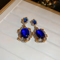 French Luxury Palace Style Oval Zircon Copper Stud Earrings With Silver Posts view 4