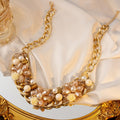 European Flower Pearl Necklace For Women, Luxury Geometric Teardrop Clavicle Chain Banquet Jewelry view 1