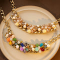 European Flower Pearl Necklace For Women, Luxury Geometric Teardrop Clavicle Chain Banquet Jewelry view 3