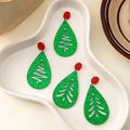 Christmas Tree Hollow Teardrop Glitter Acrylic Alloy Stud Dangle Earrings For Women Holiday Party Earrings view 1