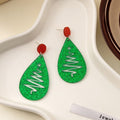 Christmas Tree Hollow Teardrop Glitter Acrylic Alloy Stud Dangle Earrings For Women Holiday Party Earrings view 2