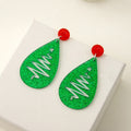 Christmas Tree Hollow Teardrop Glitter Acrylic Alloy Stud Dangle Earrings For Women Holiday Party Earrings view 4