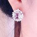 Luxury European Square Flower Stud Earrings, Palace Style Fashion Ear Jewelry For Women view 3