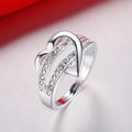 Women's Fashion Double Layer Heart Ring, Elegant Statement Finger Ring For Party Jewelry view 2