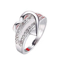 Women's Fashion Double Layer Heart Ring, Elegant Statement Finger Ring For Party Jewelry view 5