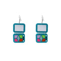 Glitter Resin Eyeshadow Palette Mirror Drop Earrings For Women Color Block Makeup Compact Dangle Earrings view 5