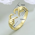 European American Vintage Heart Open Ring, Simple Metal Finger Heart Gesture Ring For Women view 5