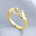 European American Vintage Heart Open Ring, Simple Metal Finger Heart Gesture Ring For Women view 6