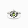 Antique Flame Shape Lotus Ring Chinese Style Vintage Wide Band Statement Single Finger Ring view 10