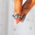 Antique Flame Shape Lotus Ring Chinese Style Vintage Wide Band Statement Single Finger Ring view 4