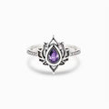 Antique Flame Shape Lotus Ring Chinese Style Vintage Wide Band Statement Single Finger Ring view 8