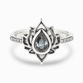 Antique Flame Shape Lotus Ring Chinese Style Vintage Wide Band Statement Single Finger Ring view 7